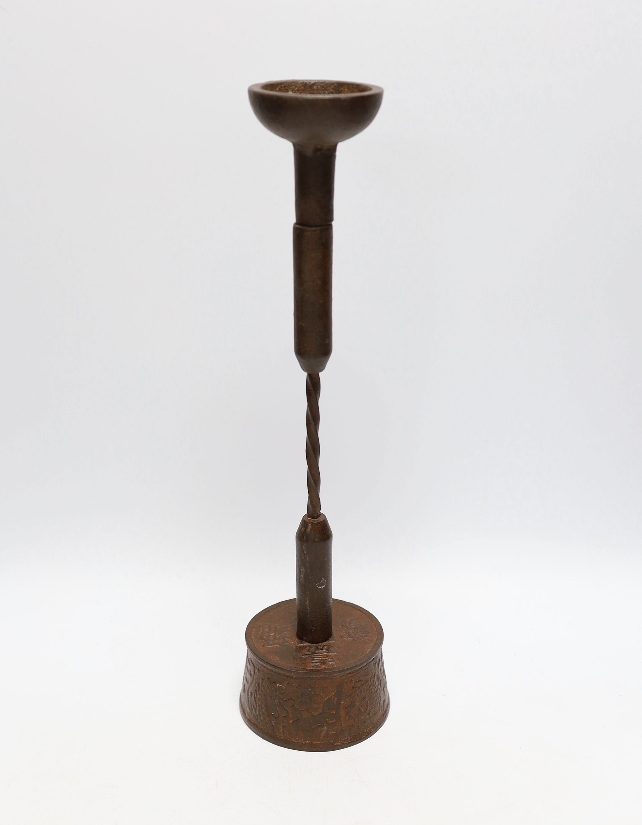A Chinese iron lamp stem, 37.5cm